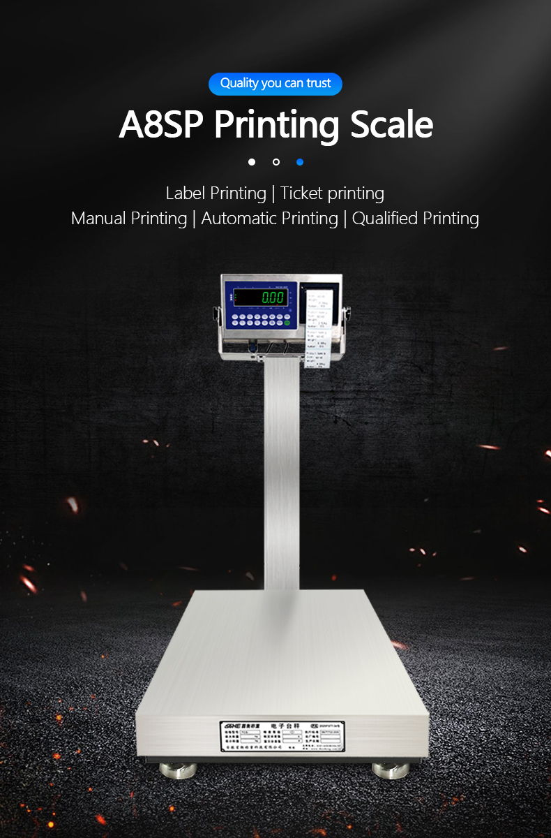 A8SP 60cm*80cm All Stainless Steel Square Pole Printing Industrial Platform Scale