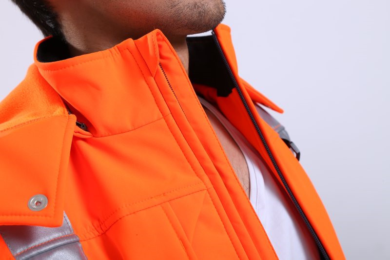 Hi Vis Orange/ Yellow Winter Work Jacket , OEM Cold Weather Fleece Jacket