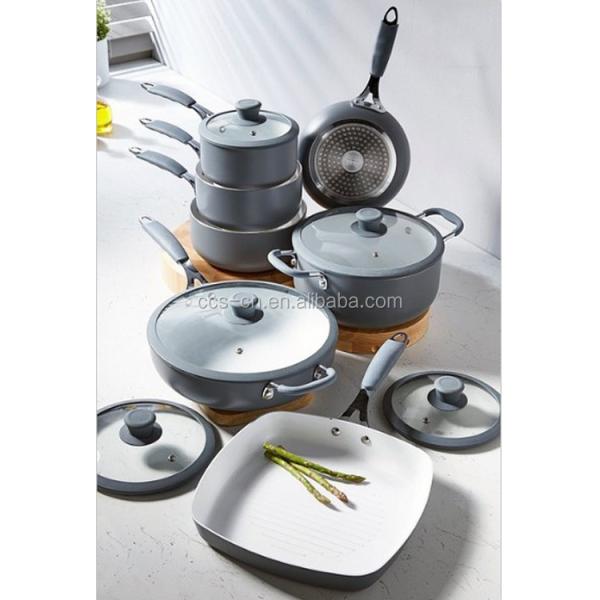 7 Pieces Stretching Aluminum Cookware Set Ceramic Coating Nonstick Fry Pan And Stockpot Pan Sets
