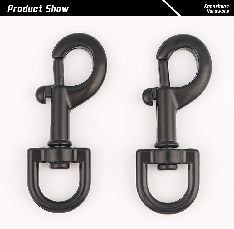 Customized Logo 9.6g 0.338 oz Glossy Black Snap Hook for Bag Strap Metal Accessories
