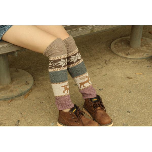 girl deer snowflake jacquard knit boot socks wood feel casual wool acrylic, socks, warmer