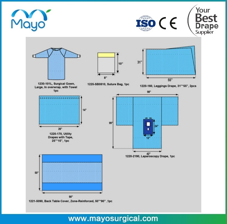 Complex Nonwoven Material Laparoscopy Surgical Pack With Lap Drape