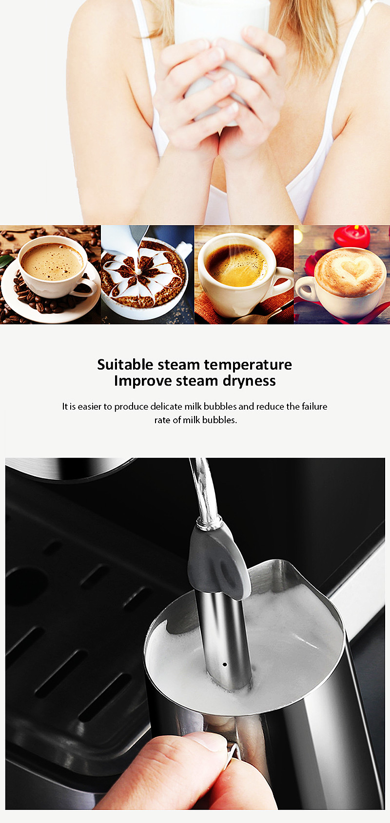 Convenient and Powerful 850W Home Coffee Machine for 4-5 People Get Your Daily Fix