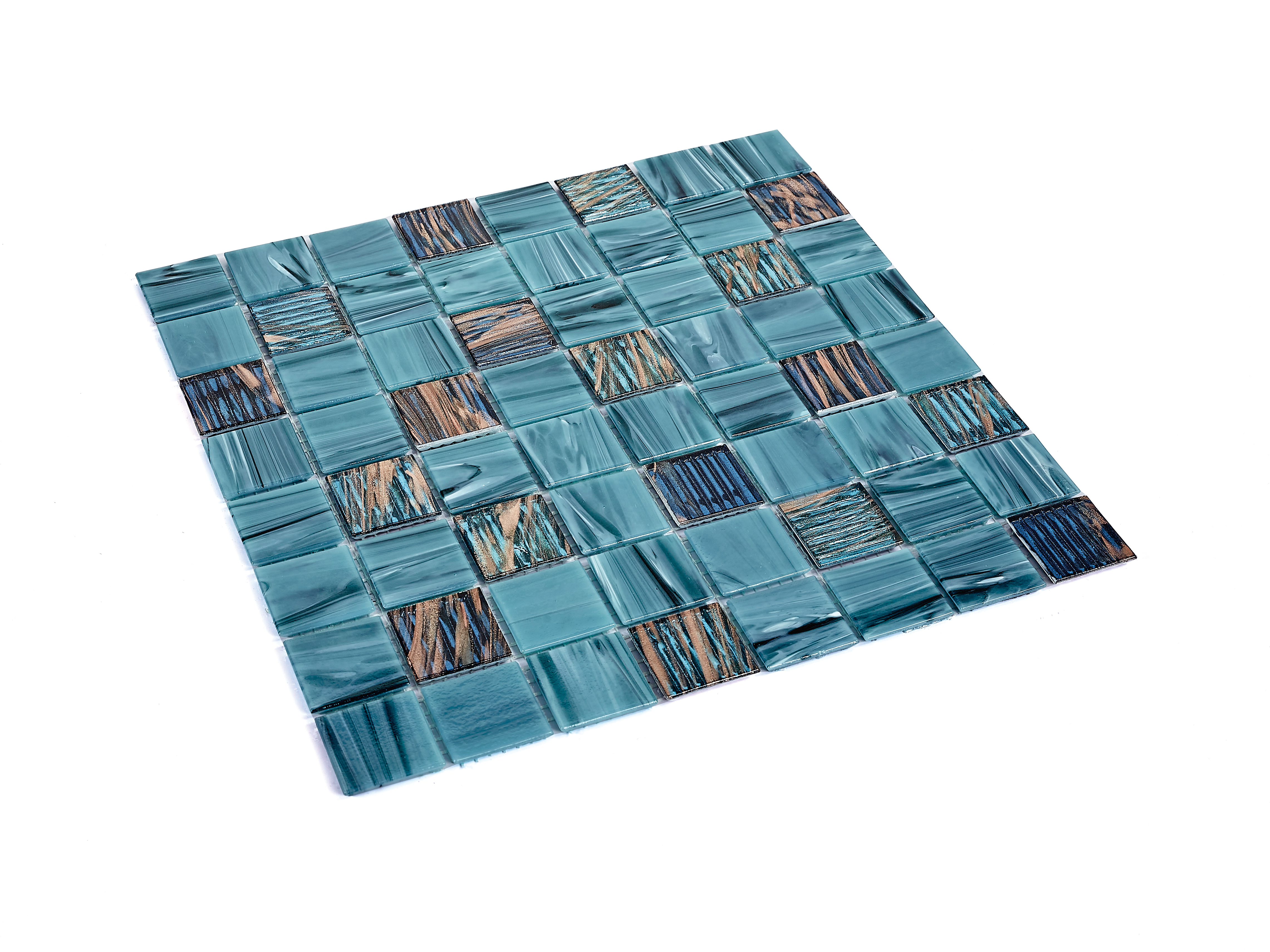 Blue Wear-resistant 304x304mm Interior Wall Glass Swimming Pool Mosaics For Living Room and Project