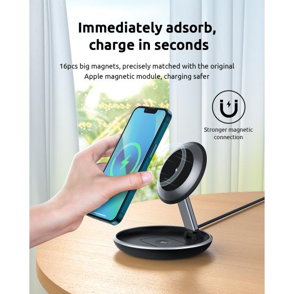 Magnetic 3 In 1 Wireless Charging Station 118*118*27.8mm With Qi Function