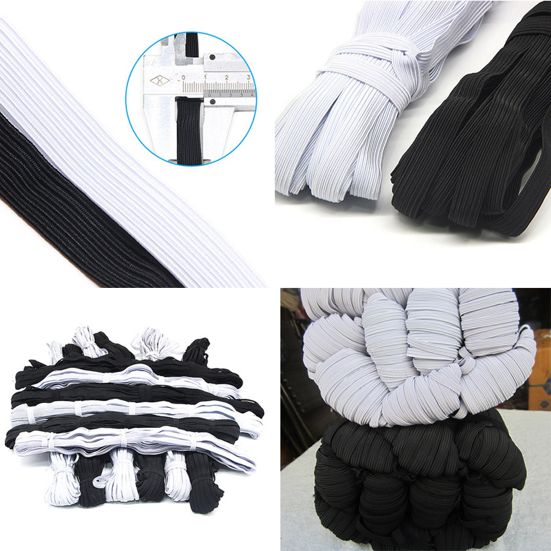 Various size flat elastic Custom 6mm bundle packing wholesale elastic band/White and black color elastic cord