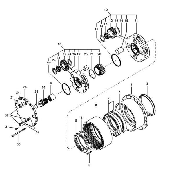 VOE14693033 SA7117-30110 Excavator Travel Gearbox Bearing 14693033 7117-30110 EC210B