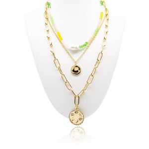 Quality Fashion Gold Necklace Jewelry Sets with Acrylic Pear Beads Necklace for Women wholesale