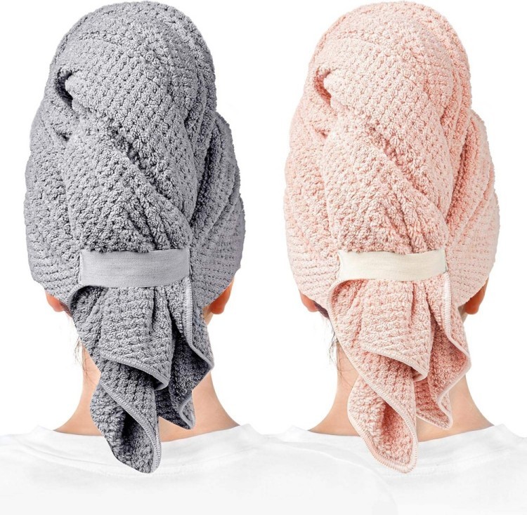 Multi-color microfiber hair towel wrap demonstration
