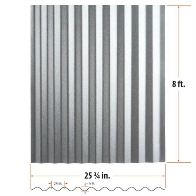 8 Ft Galvanized Steel Corrugated Roof Panel size