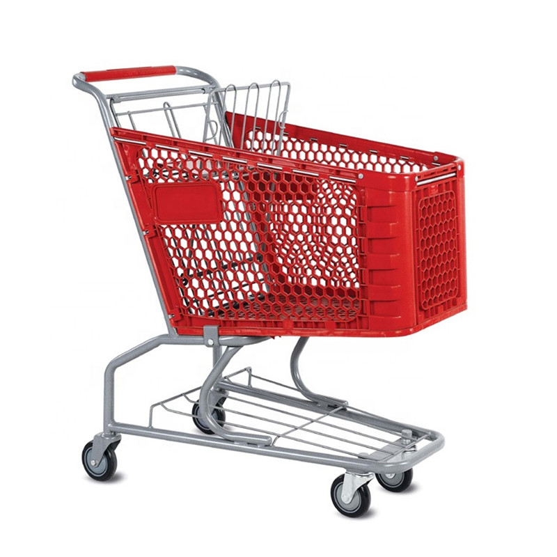 Large Size Sturdy Plastic Supermarket Trolley Shopping Cart Q235 Steel