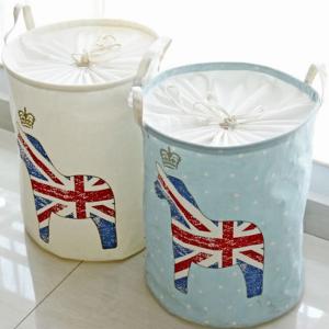 China Ramie Cotton Foldable Laundry Basket Cylindric Burlap Canvas Storage Basket on sale