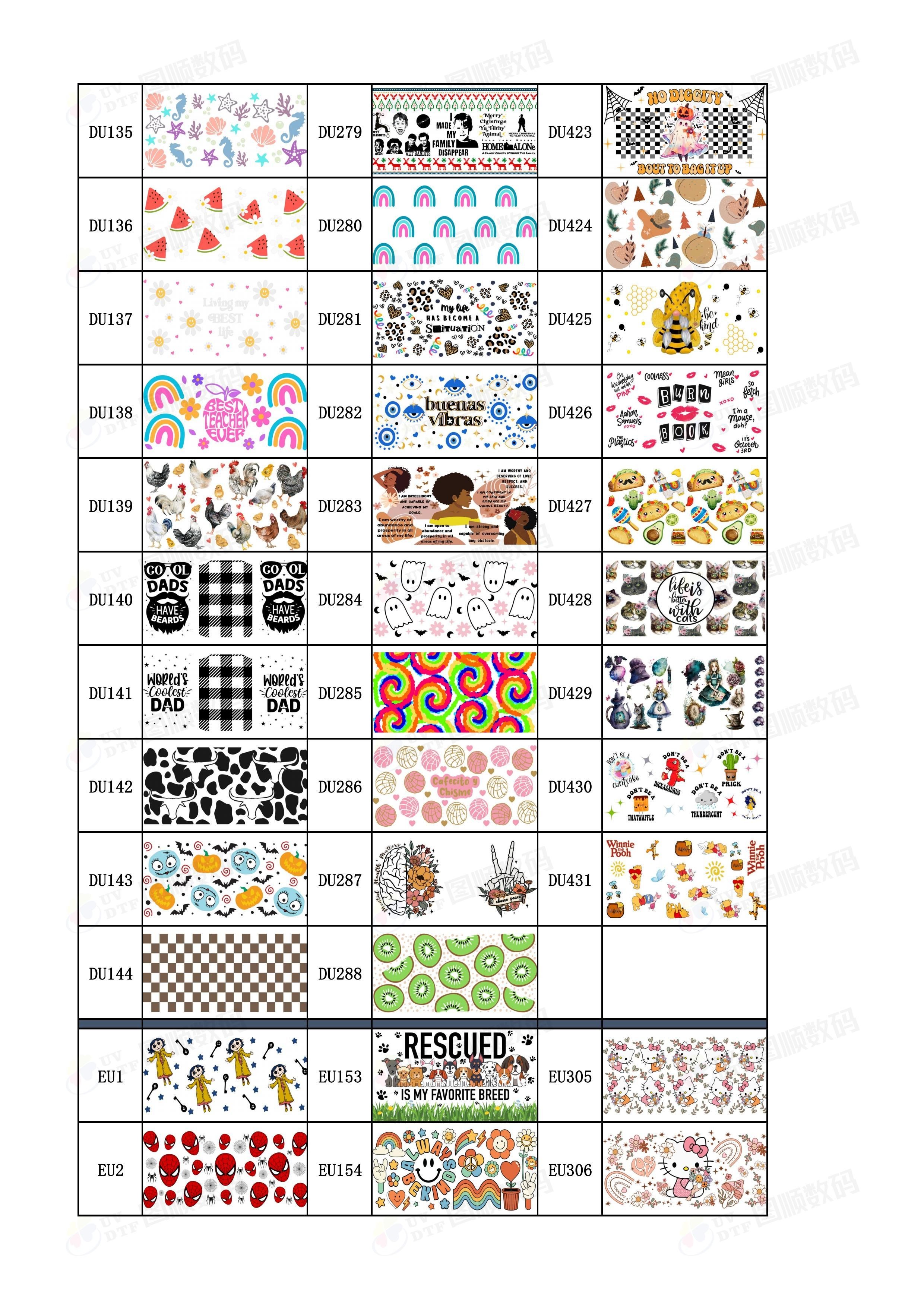 Heat Press UV DTF Wraps Decals Scratch Resistant For Cups Mugs Tumblers