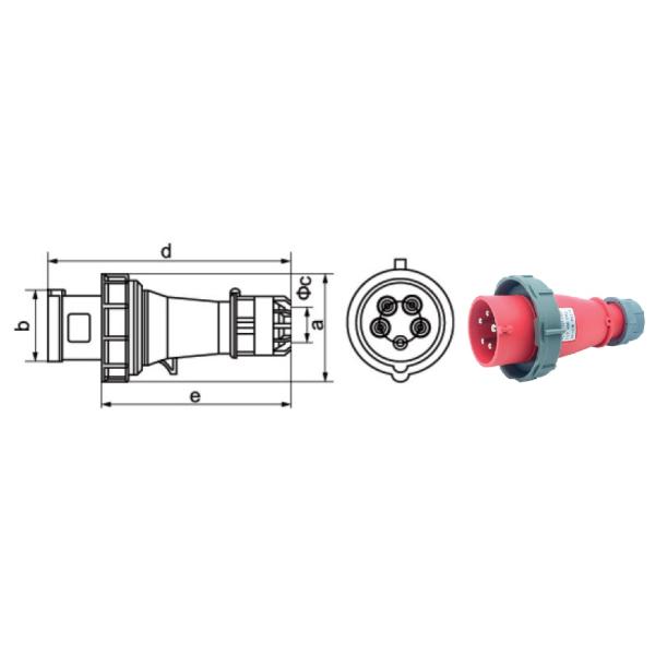 Waterproof IP67 Industrial Plug Sockets 5Pins 3P+N+E 63Amp and 125Amp Panel Mounting Type