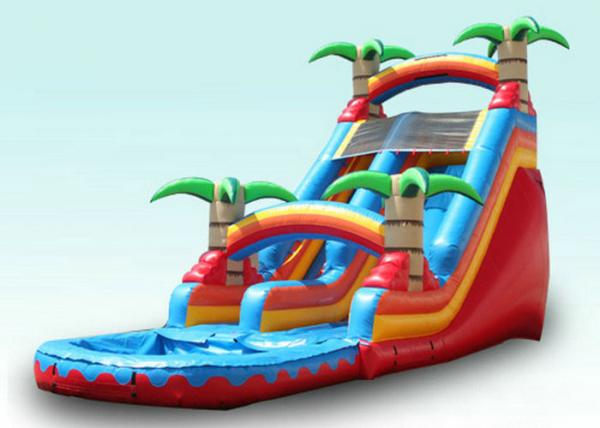 Cheap Red Tropical Kids Garden Water Slide With Pool , Blow Up Water Slide Backyard Inflatable Water Slide for sale