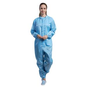China Antistatic Waterproof Workshop Uniform Zippers Dustproof Cleanroom Esd Garment on sale