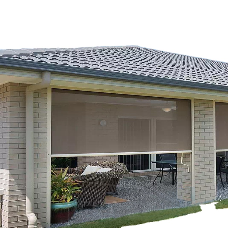 Outdoor Sunshade Motorized Smart Zip Track Blinds / Roller Zip Track Outdoor Roller Blinds
