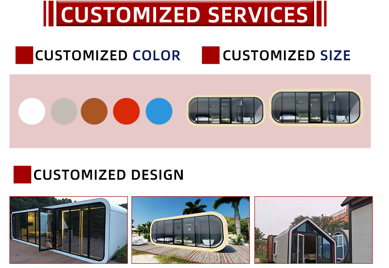 Steel Luxury Portable 20ft 40ft Prefab House for Customized Modular Homes Apple Cabin