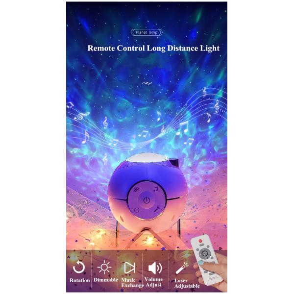 Planet Star Light Projector Wireless Rechargeable Galaxy Projector Night Light Built In White Noise Sleep Music Speaker