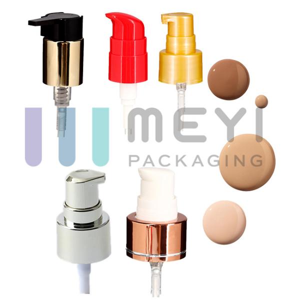 Shiny Gold Cosmetic Pump Dispenser , 18/410 Double Wear Pump With PP Dustcap