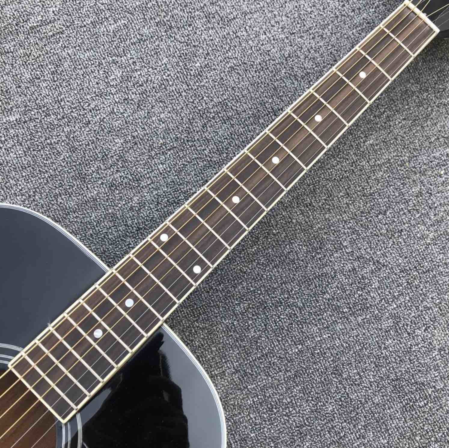41" All Black color acoustic guitar,Rosewood fingerboard,handmade Solid spruce wood guitar