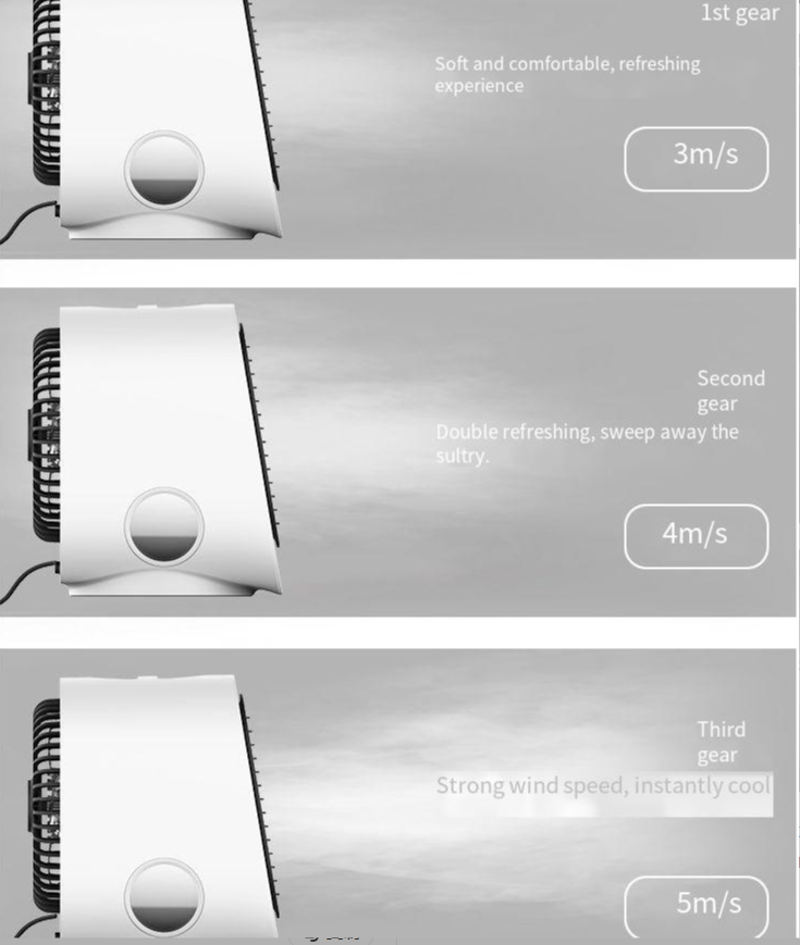 166*152*145mm Mini Air Conditioner Humidification USB Fan Perfect for Office and Home