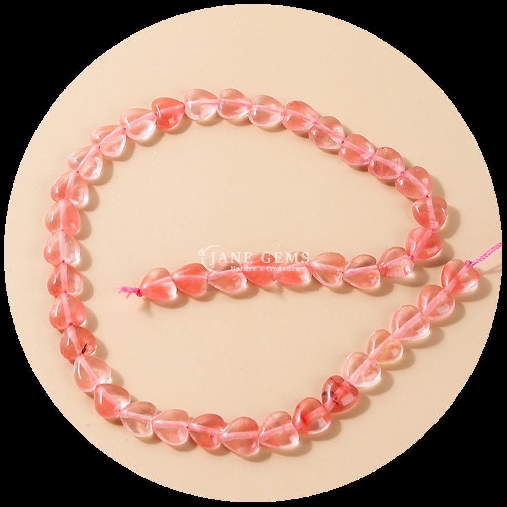 Rose Quartz Carnelian Gem Bead Natural Crystal Heart Shape Stone Loose Bead Strands For Bracelets