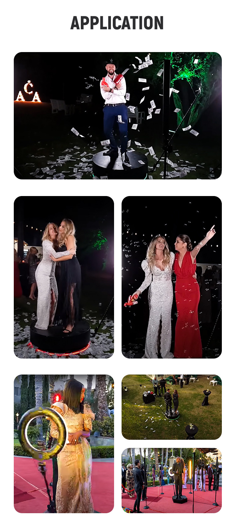 4 People 360 Picture Booth 100cm 115cm 360 Camera Photo Booth Colored Strip Light