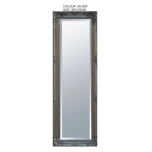antique silver full length wall mirror 30x120cm