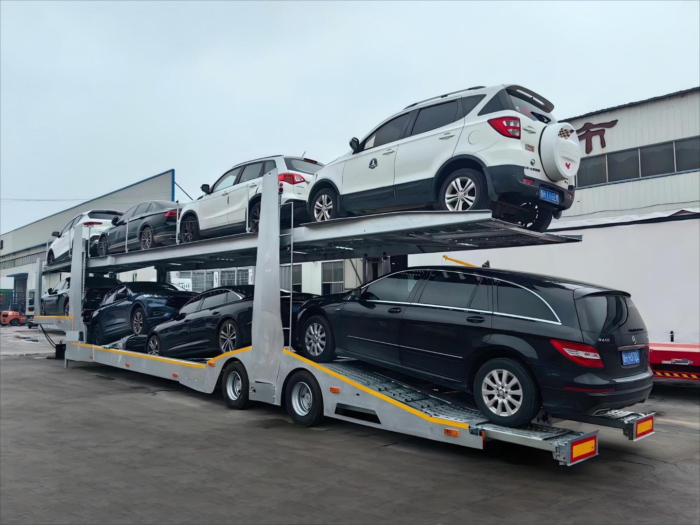 CIMC iron 2 or 3 axle 6 to 10 car double deck heavy duty vehicle large space freight truck Auto Car move transport Semi Trailer