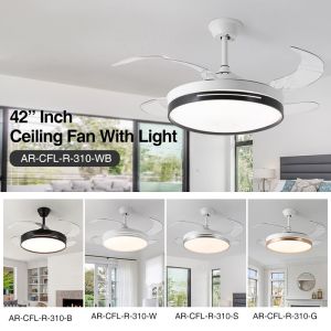 wholesale Invisible Retractable Ceiling Fan Chandelier 52 Inch Round Dimmable