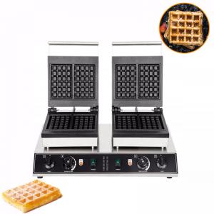 Quality Commercial Square Belgian Waffle Bakers Machine with 4KW Power and Fast Waffle Making wholesale