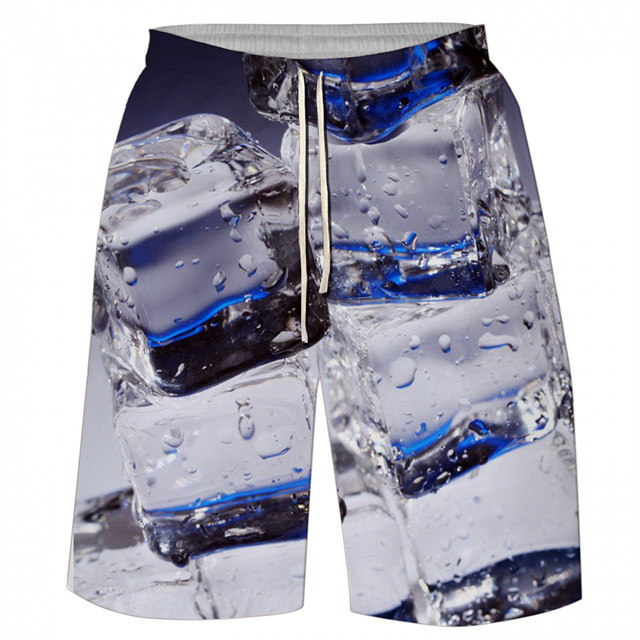 Custom logo Summer Sandy Beach Blank 100% Polyester Designer Inspired Ice Printed Men's Shorts With Pockets