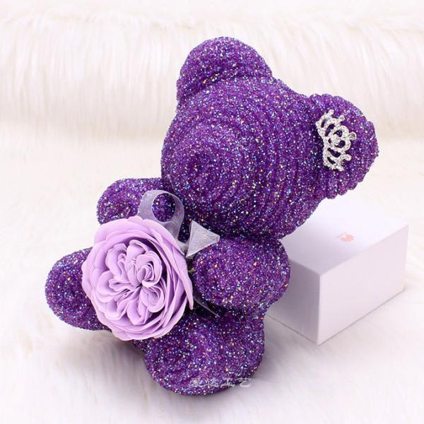 New Style 25cm Roses Bear Diamond Bear Decorated With Crown Include Gift Boxes