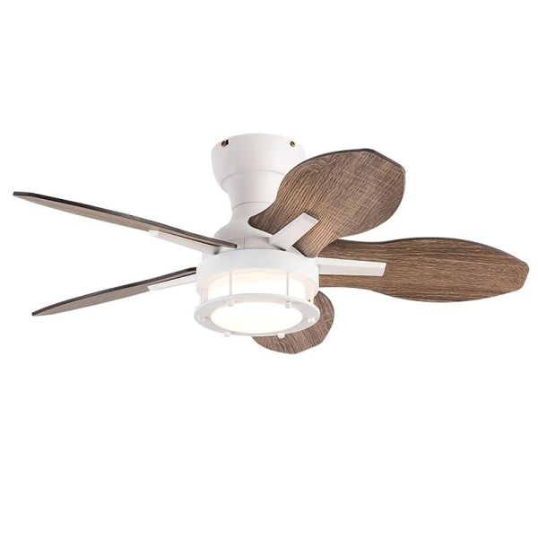 Farmhouse Bar Restaurant 36" Industrial Small wood Ceiling Fan with Light (WH-VLL-44)