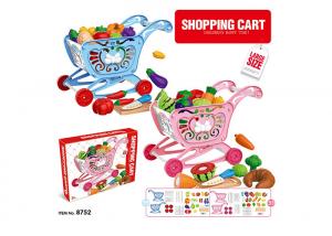 Quality W / Fruit Age 3 Pink 33Pcs Childrens Toy Kitchen Sets 17  Pretend Play Cashier Shopping Cart wholesale
