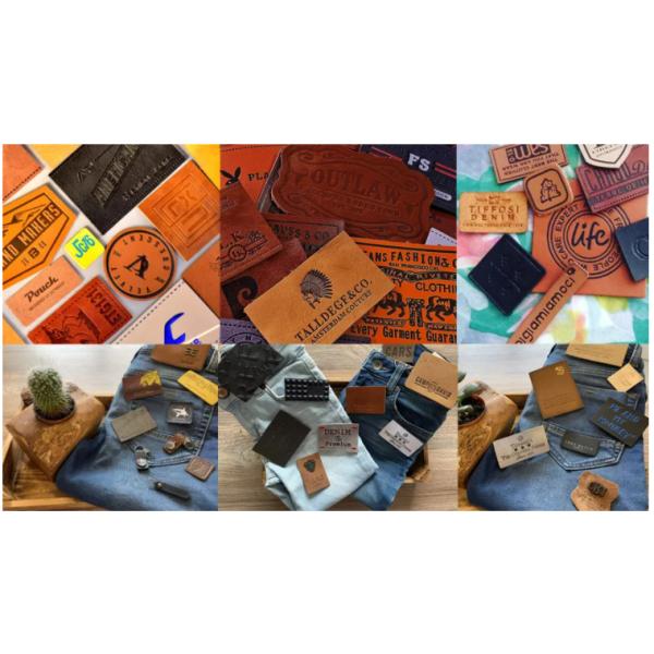 Handmade PU Leather Tags Embossed Debossed Logo For Bags Shoes Pants