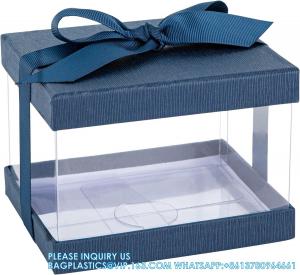 Quality Clear Plastic Gift Boxes Bakery Boxes With Base, Lid & Ribbon Cakes, Pastries, Cookies, Cupcakes & Party wholesale