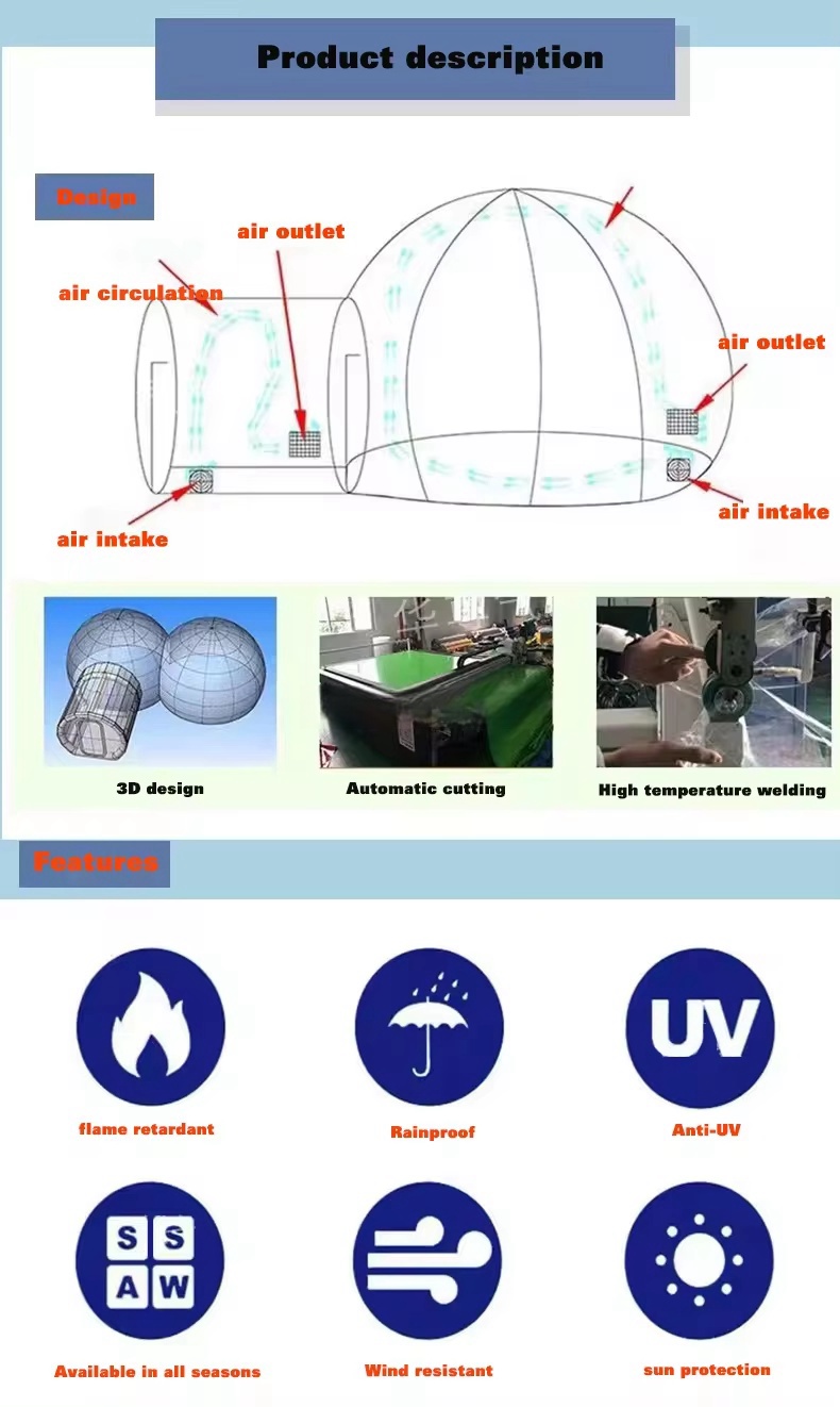 Custom Logo Printed 4m Inflatable Bubble House for Kids Balloon Bubble Inflatable