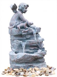 Quality Angel On Rock Waterfall Resin Garden Fountains with LED Light Anchor Falls Cascading wholesale