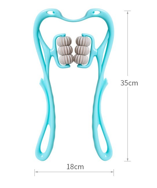 PP and TPR material neck massager blue and pink color easy use six wheel neck and shoulder massager