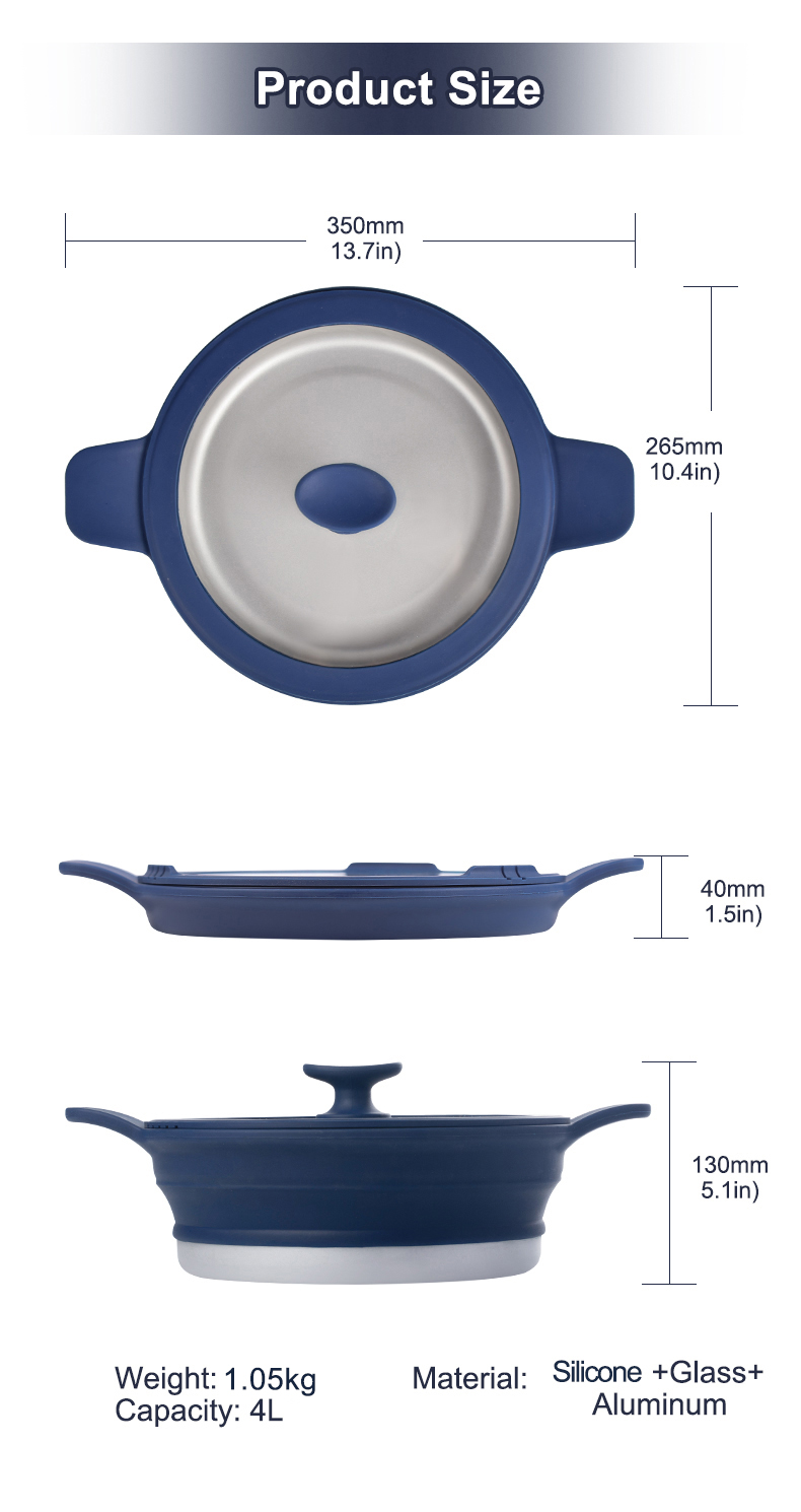 Customized Silicone Cooking Pot Collapsible Silicone Cookware Camping