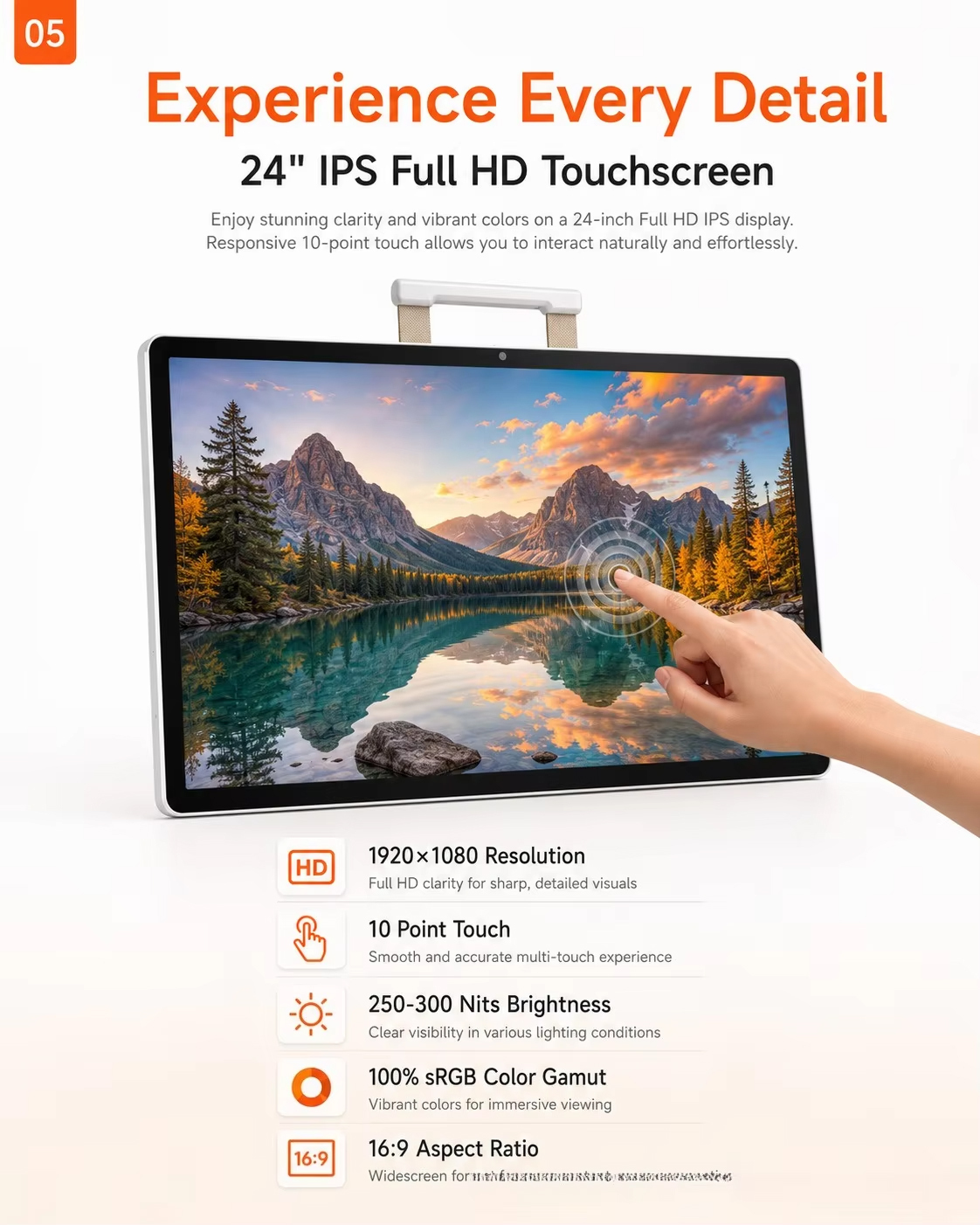 Kinstone New Arrival 24 inch desktop portable touch tablet Android mobile TV