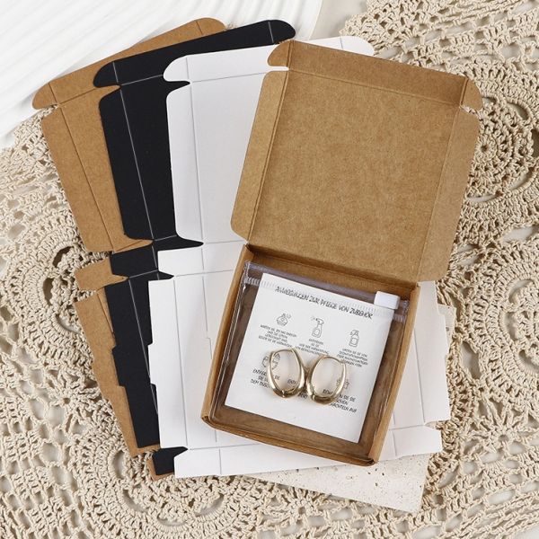 Kraft Paper Jewelry Packaging Box Necklace Earrings Box Wholesale Folding Box
