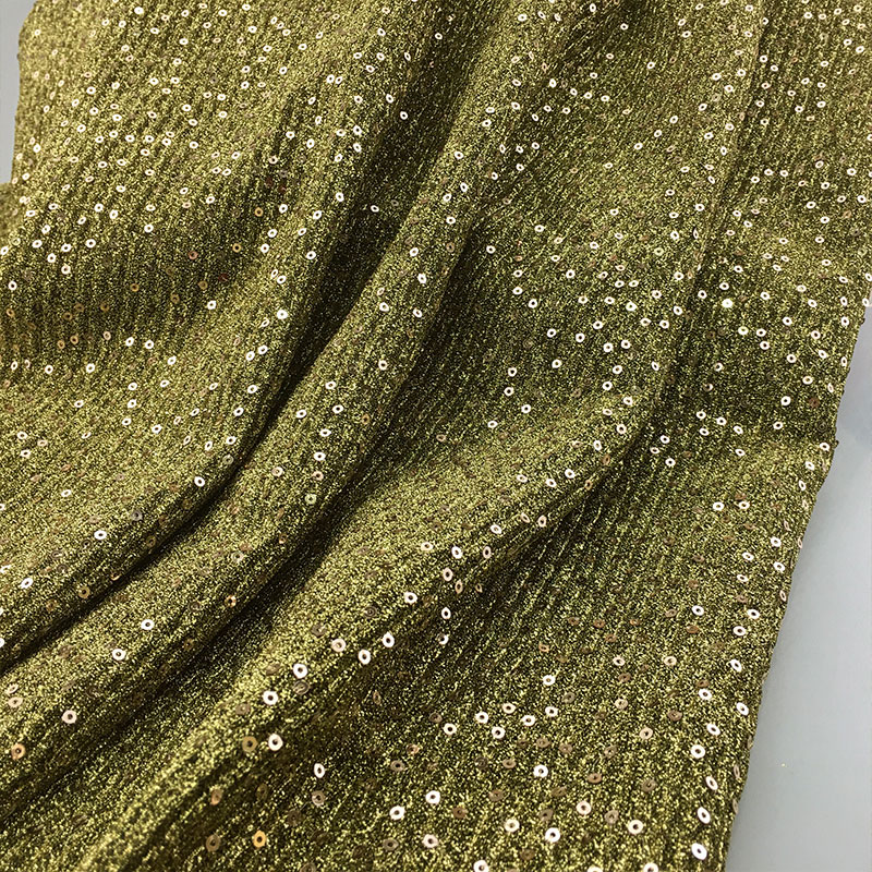 Classic 147cm Polyester Embroidered Sequin Mesh Fabric For Evening