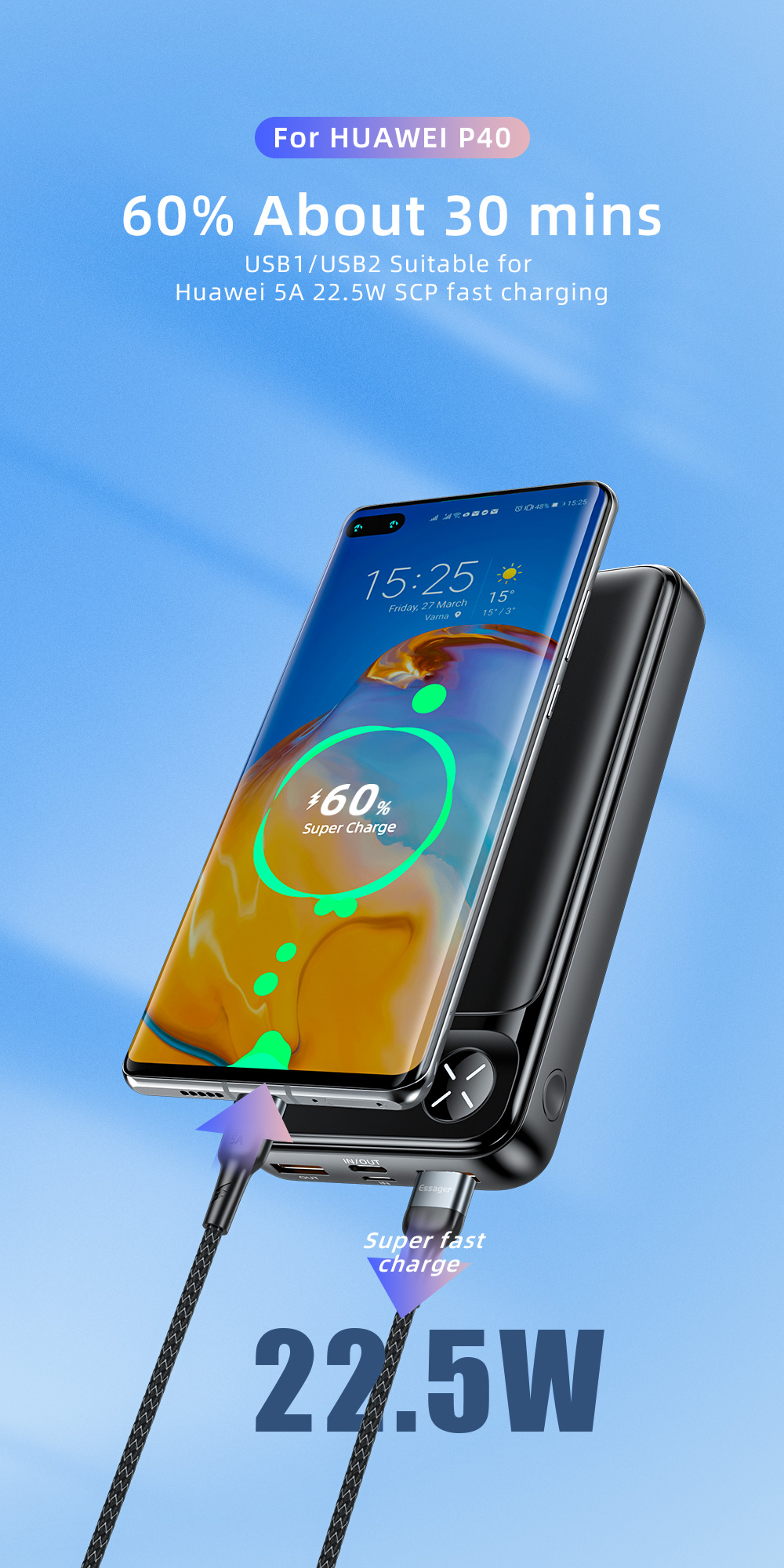 Quick Charge Mobile Power Bank Waterproof 20000mAh CE RoHS Certified