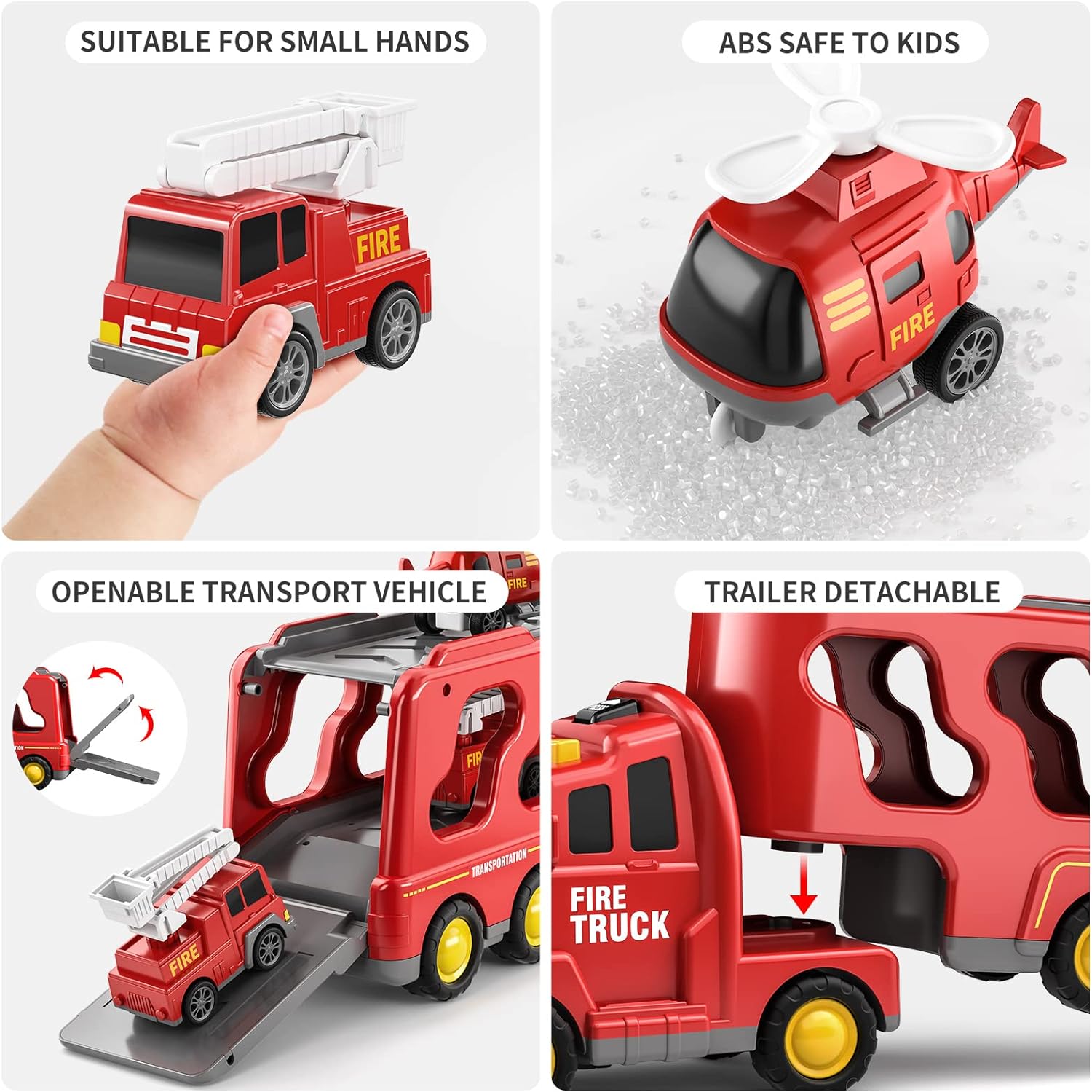 Scale 1 18 Friction Toy Carrier Truck for Kids Fire Toys Boys Girls Transport Vehicle
