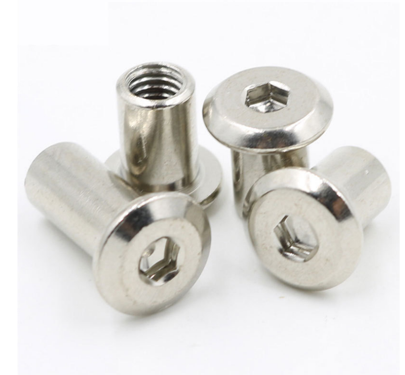 M6 M8 Stainless Steel Flat Hex Socket Head Furniture Rivet Connector Insert Joint Sleeve Cap Nut for Furniture Fastening