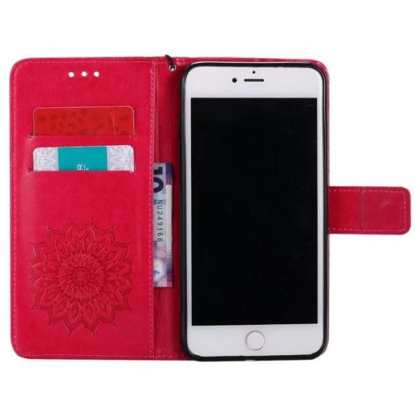 iPhone Leather Protective Folio Magnetic Kickstand Cover Mobile Phone Case with Sunflower Embossed