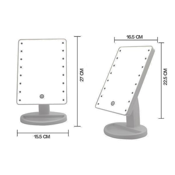 Black Casing LED Cosmetic Mirror Table Stand Lighted Make Up Mirror With 16 Pcs Lights